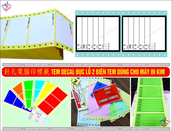 In Tem Decal ĐỤc LỖ 2 BiÊn DÙng Cho MÁy In Kim